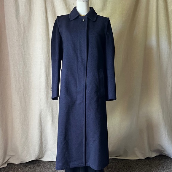 Vintage Jackets & Blazers - Vintage Salko Austrian Loden Wool Alpaca Coat Zip Out Lining Navy Blue Women's 8